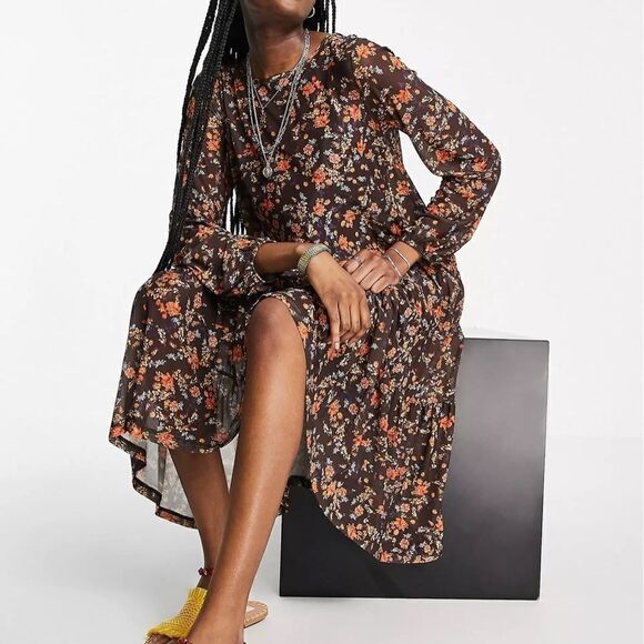 ASOS / VILA - mesh midi dress in floral - Picture 1 of 6